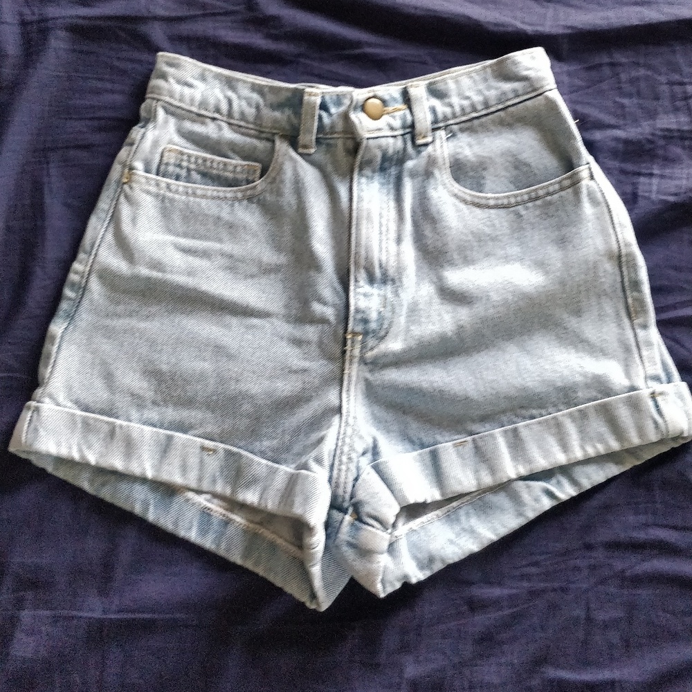 American apparel high waisted denim shorts light
